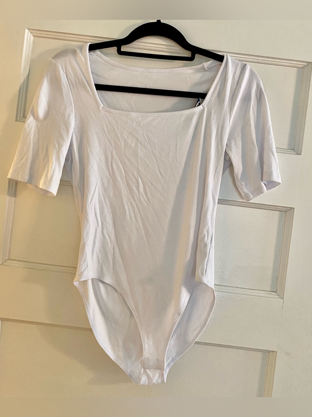 White Square-Neck Bodysuit Top NWT